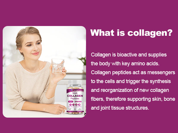 Multi Collagen Peptides Softgel for Women & Men - Type I, II, III, V, X - Hydrolyzed Collagen Peptides with Biotin, Vitamin C & Hyaluronic Acid - Support Skin, Hair, Nail & Joint - Non-GMO
