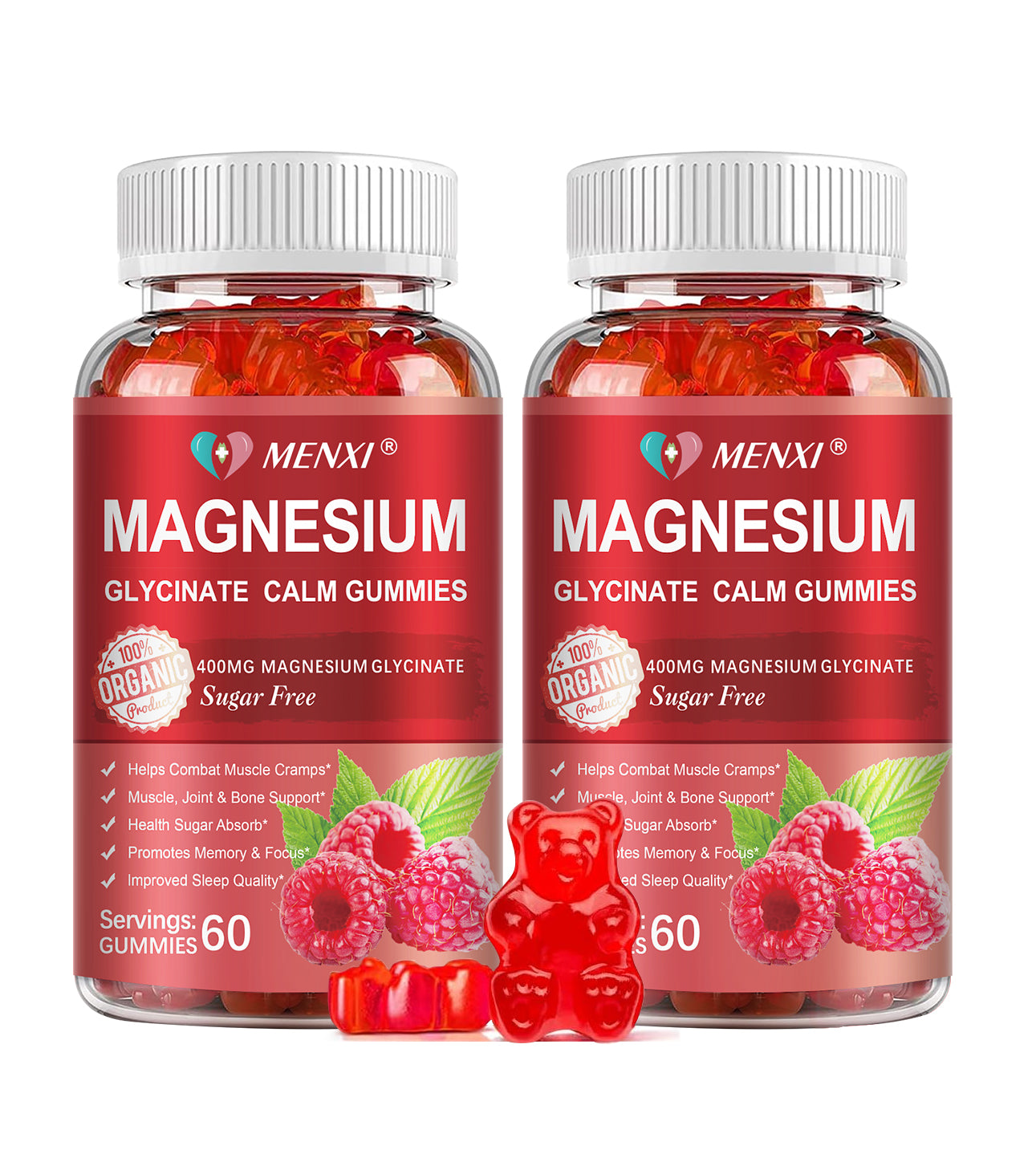 Magnesium Gummies 600mg per Serving-Magnesium Glycinate 400mg and Magnesium Malate 200mg,Sugar Free Magnesium Potassium Supplement for Calm Mood, Muscle, Bone & Sleep Support, Raspberry Gummies