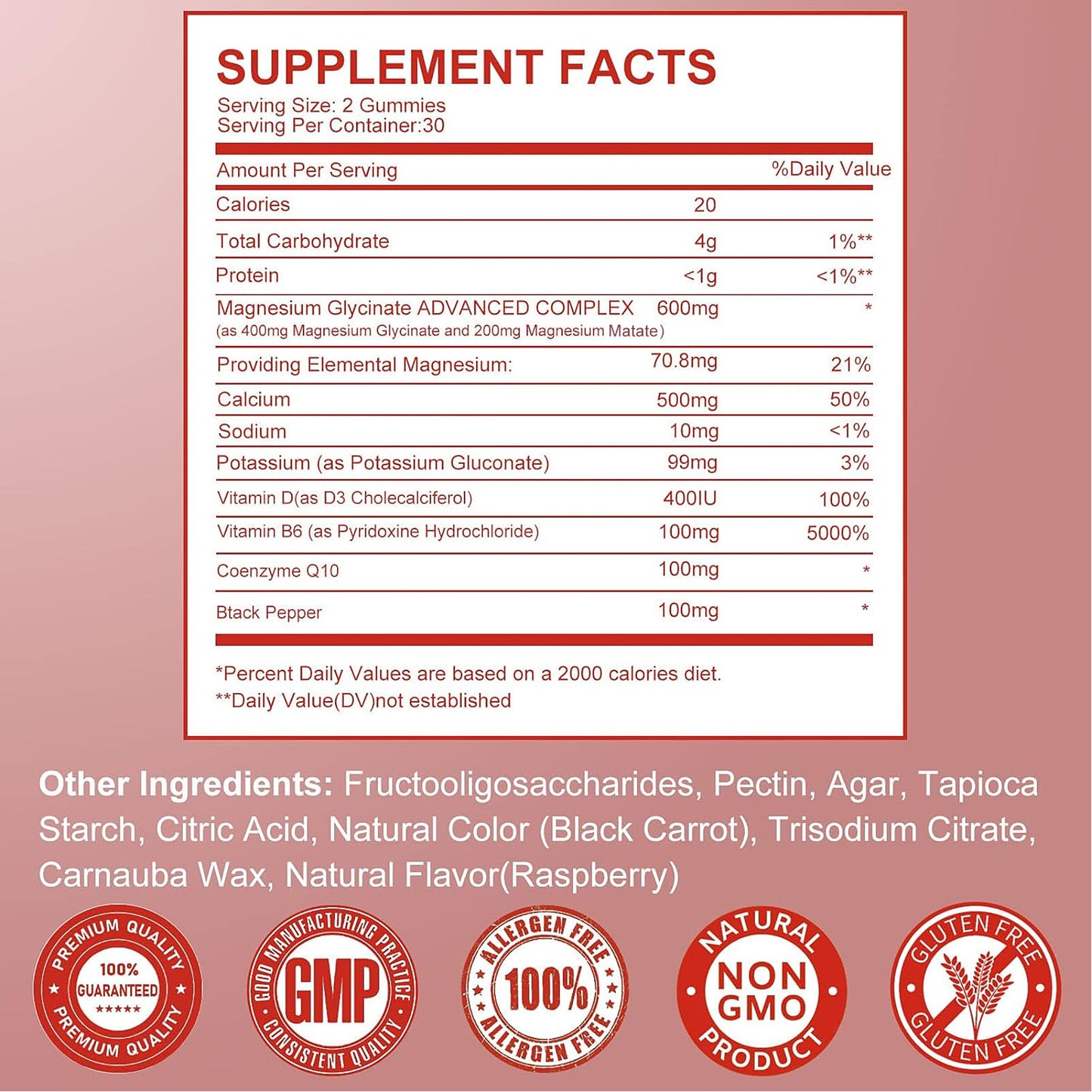 Magnesium Gummies 600mg per Serving-Magnesium Glycinate 400mg and Magnesium Malate 200mg,Sugar Free Magnesium Potassium Supplement for Calm Mood, Muscle, Bone & Sleep Support, Raspberry Gummies
