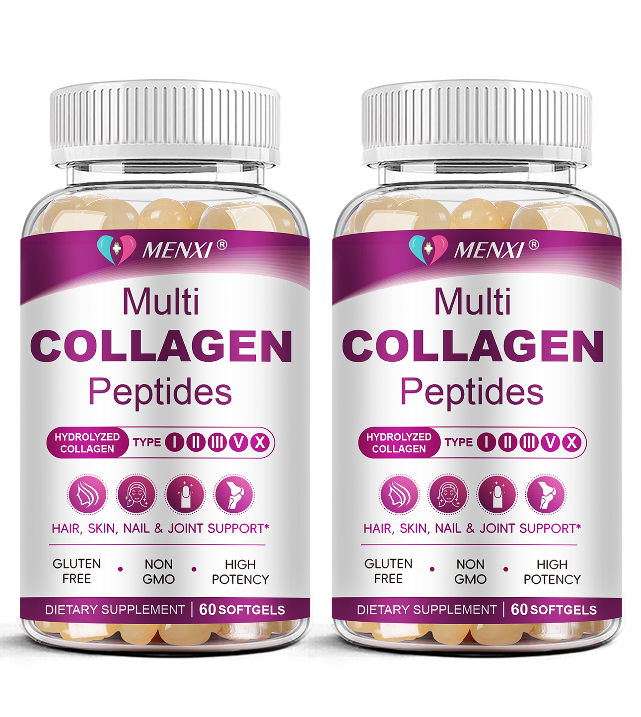 Multi Collagen Peptides Softgel for Women & Men - Type I, II, III, V, X - Hydrolyzed Collagen Peptides with Biotin, Vitamin C & Hyaluronic Acid - Support Skin, Hair, Nail & Joint - Non-GMO